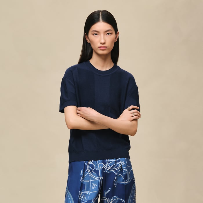 Bleu Outremer "H Voyage" Short-sleeve Sweater