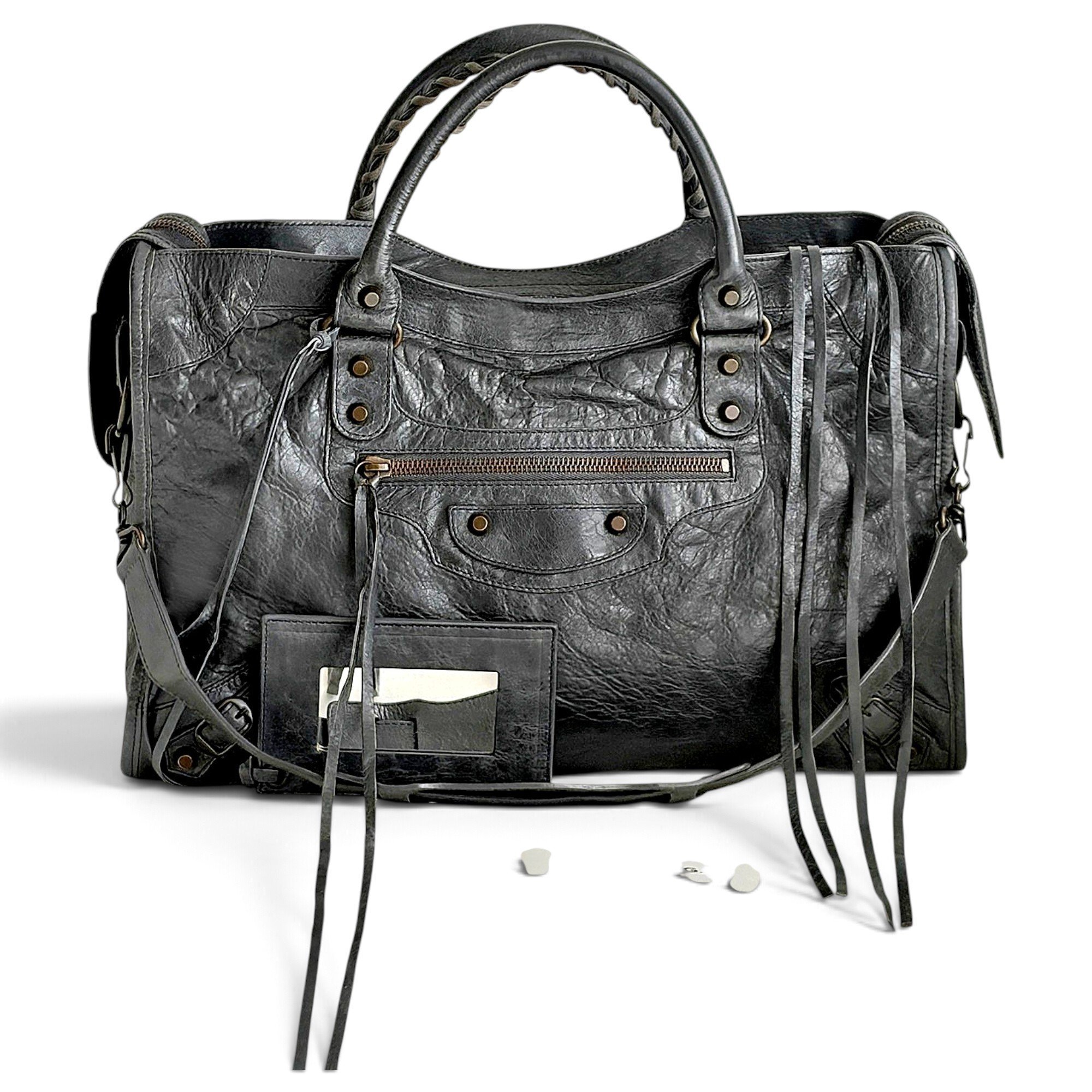 City leather handbag