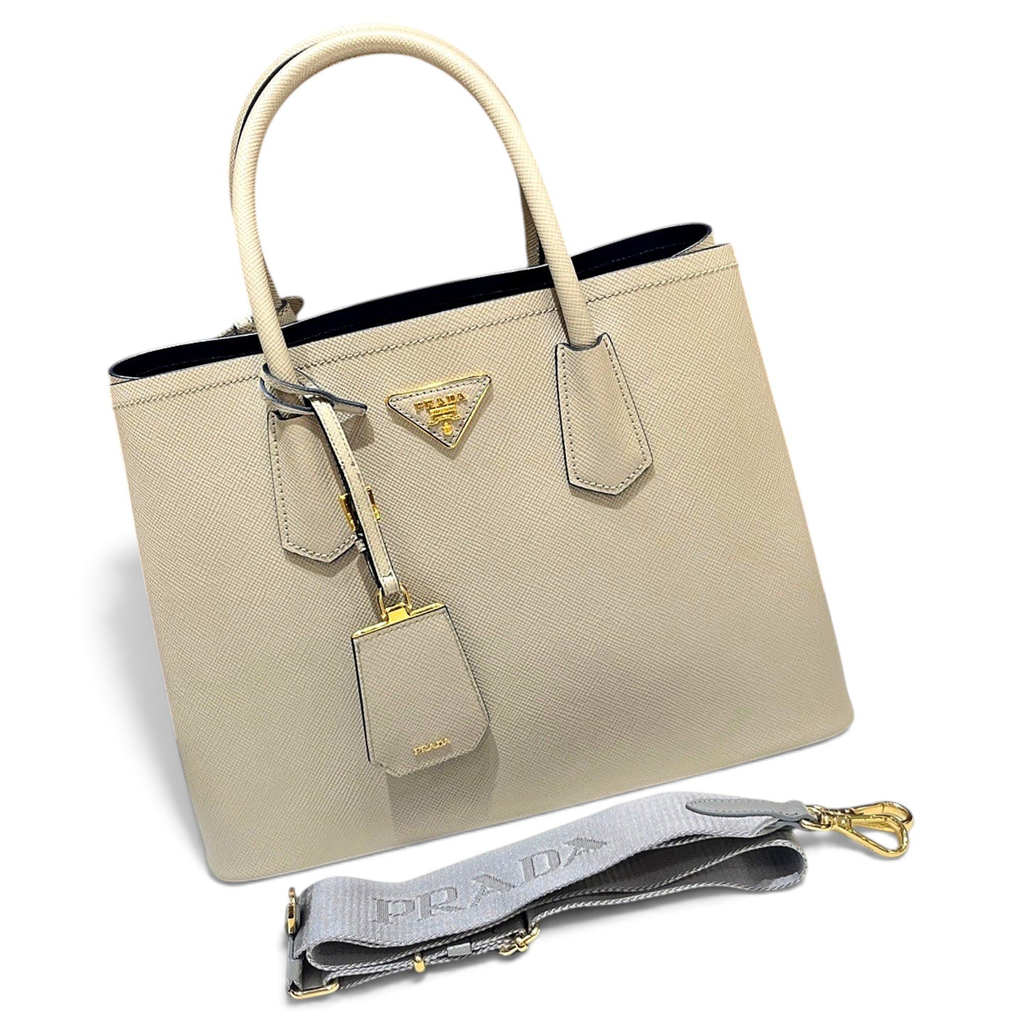 Double leather handbag