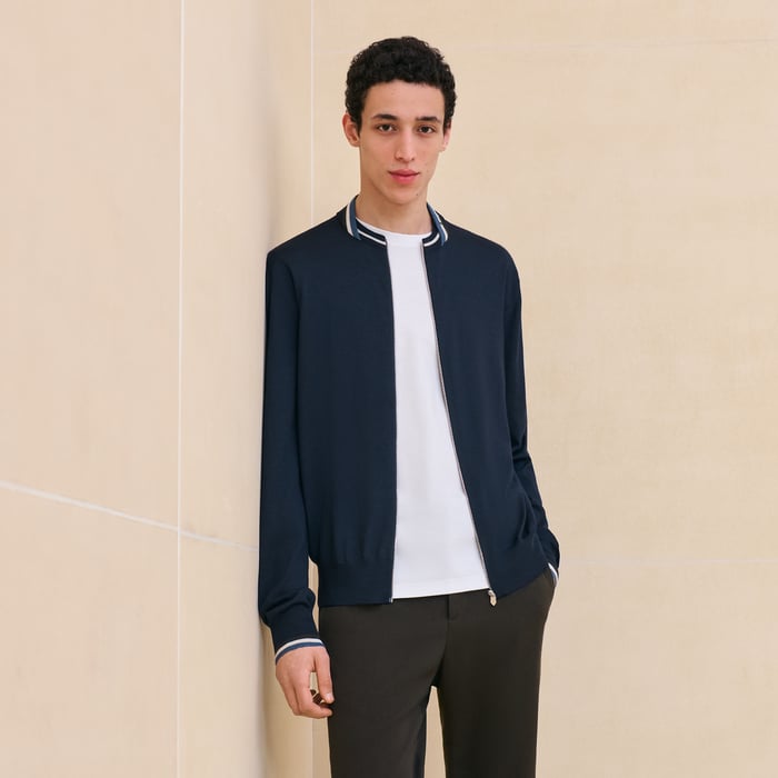 Marine "Rayures & Twist" Zipped Jacket