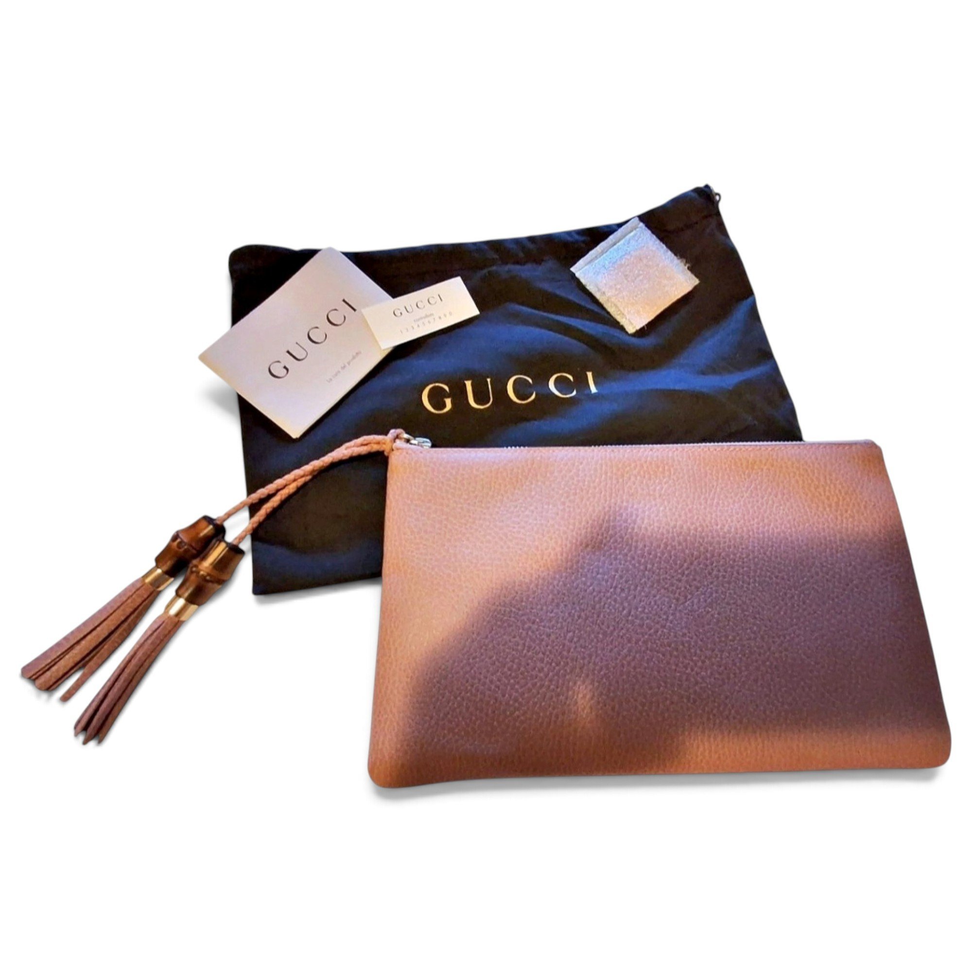 Bamboo leather clutch bag