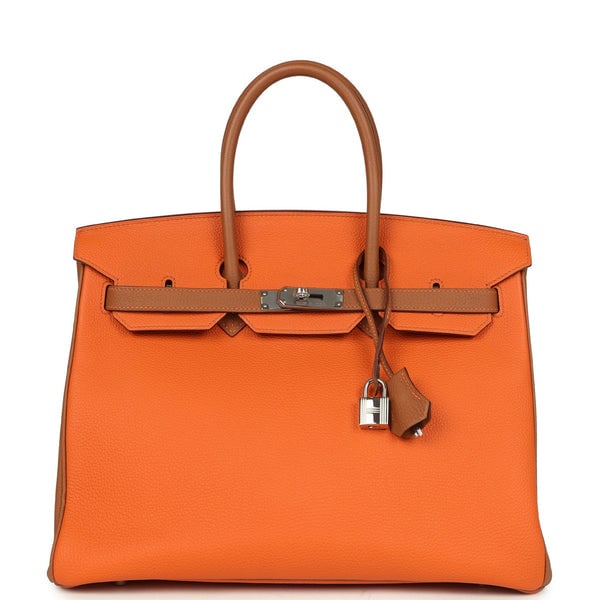 Hermes Pre-owned Hermes Special Order (HSS) Birkin 35 Feu and Gold Togo Palladium Hardware