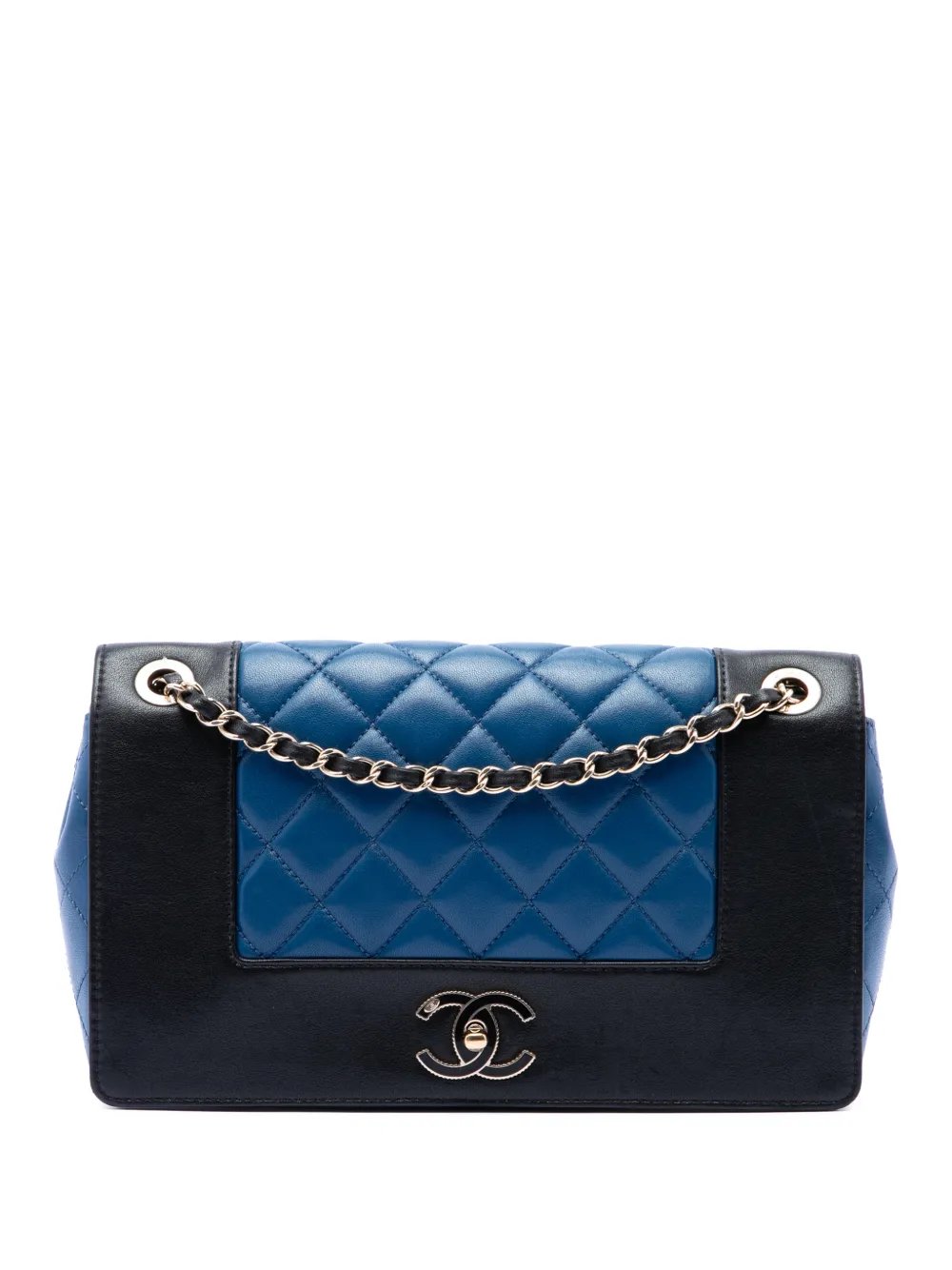2016-2017 Medium Bicolor Lambskin Mademoiselle Double Flap shoulder bag