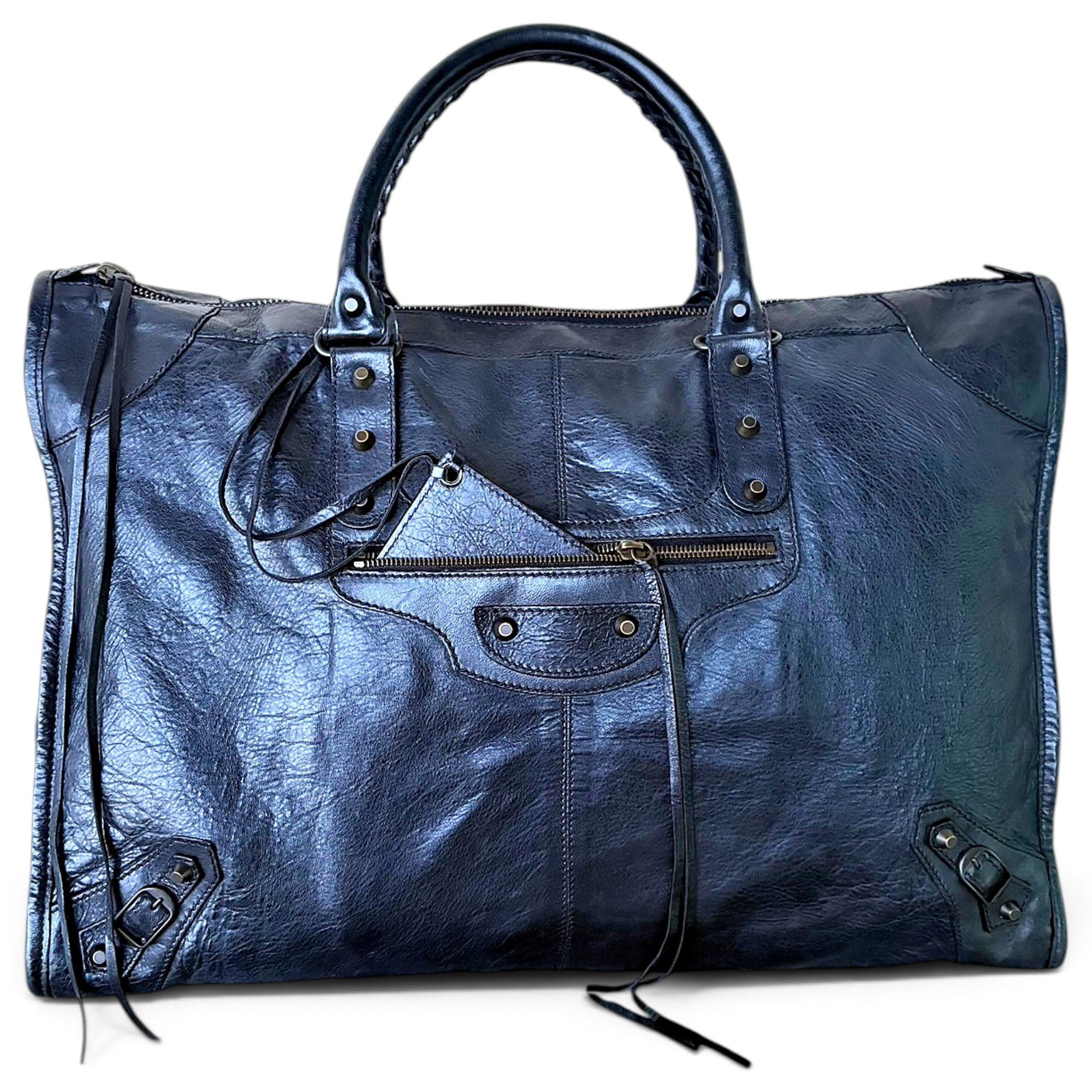 Weekender leather handbag