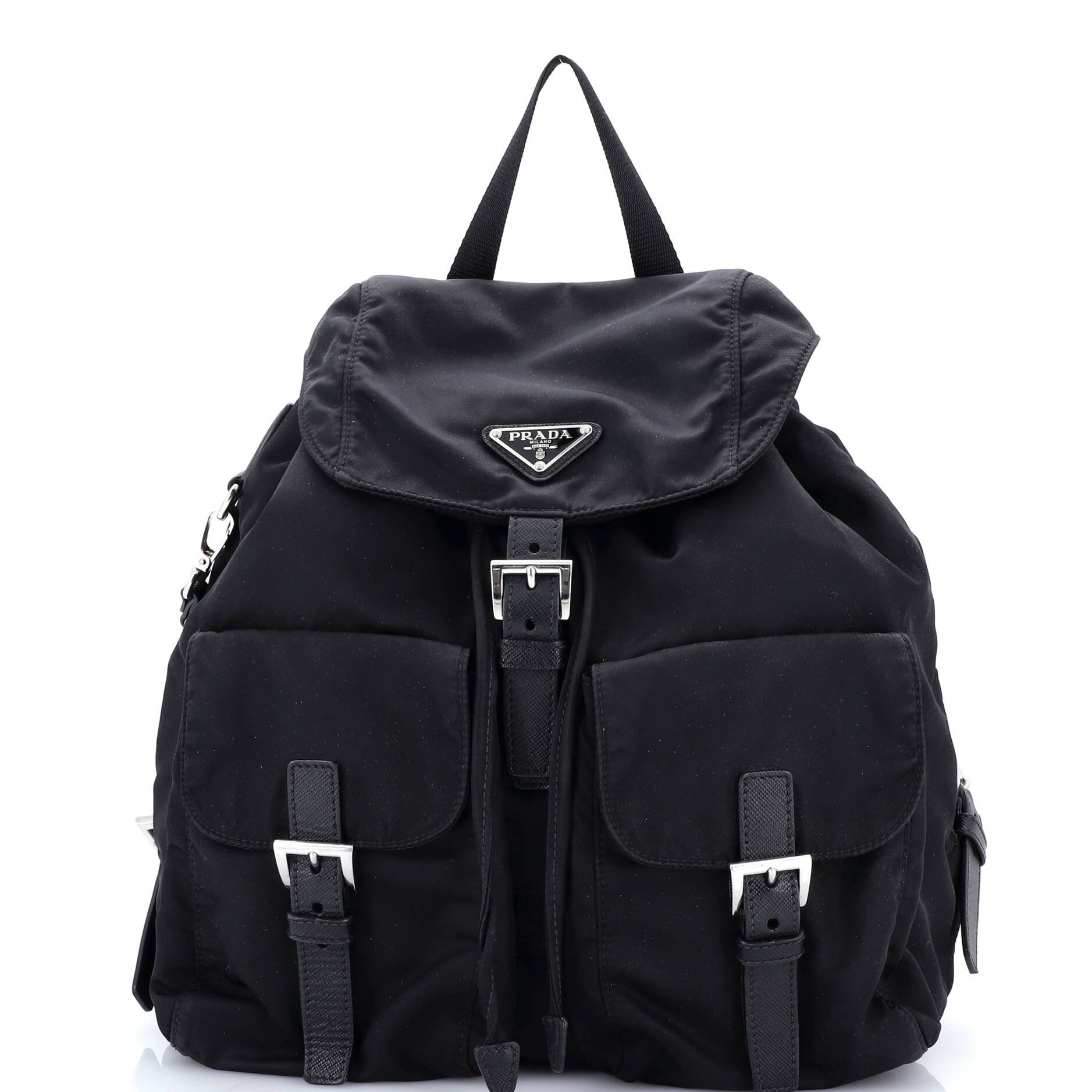 Prada Double Front Pocket Backpack Re-Nylon with Leather Medium
