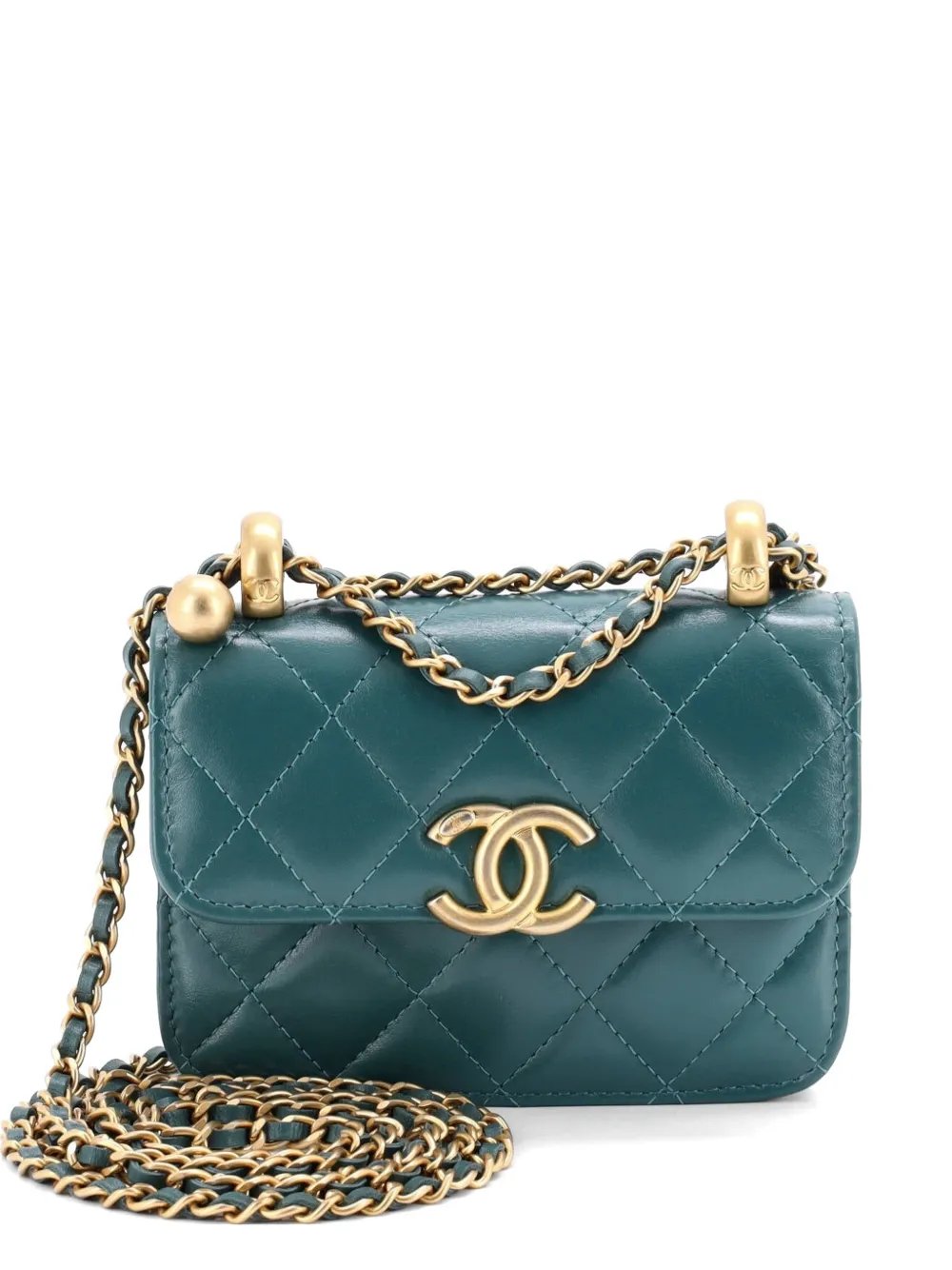 Perfect Fit Flap Coin Purse with Chain Quilted Calfskin clutch bag