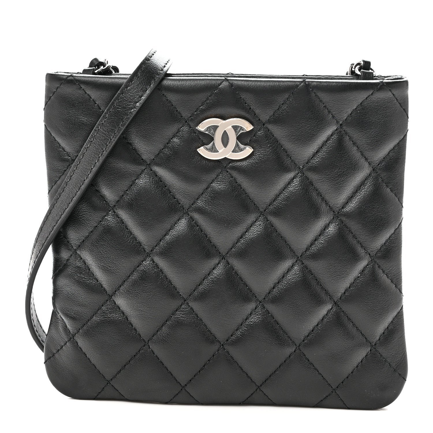 Chanel Lambskin Quilted Uniform Crossbody Bag Black