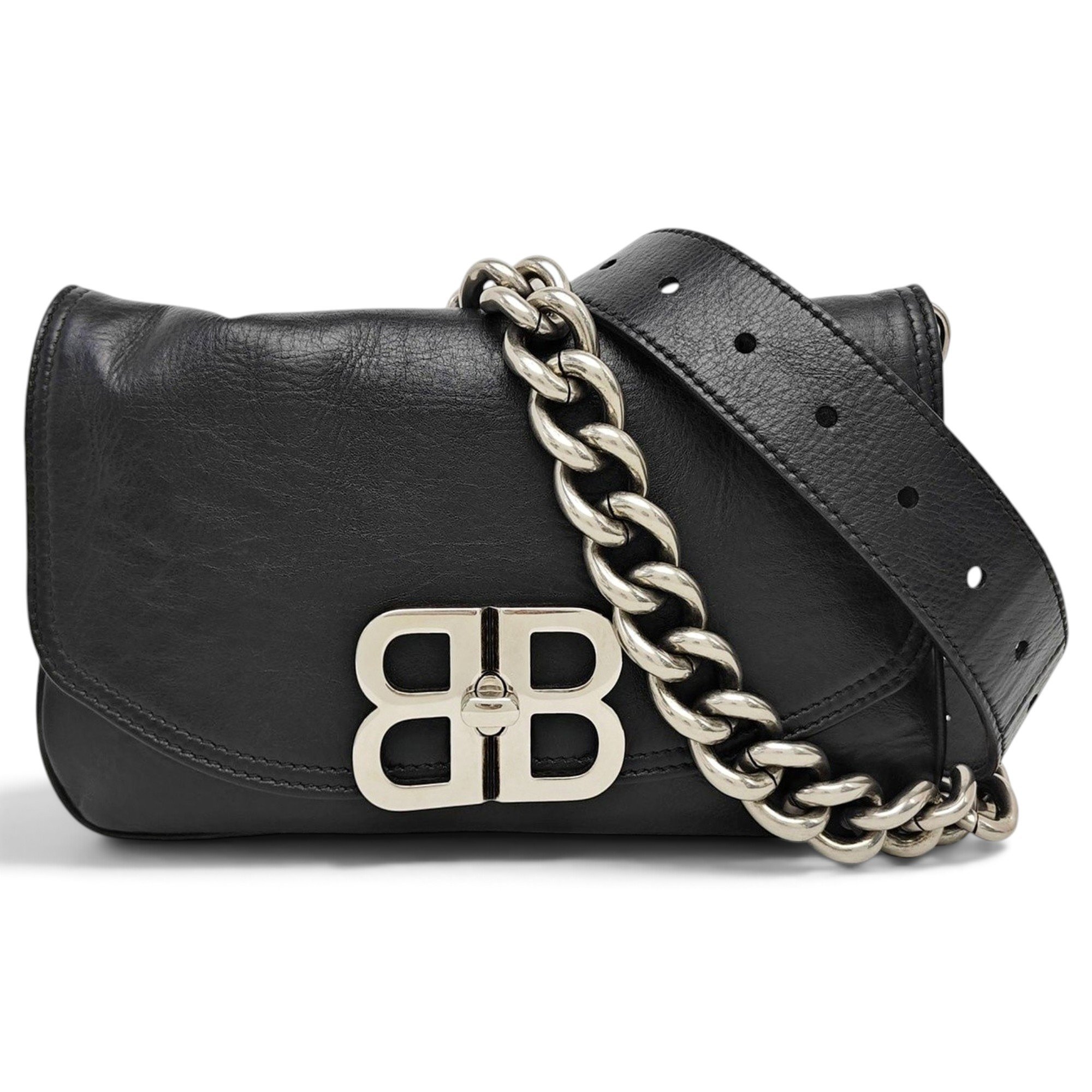 BB chain leather handbag