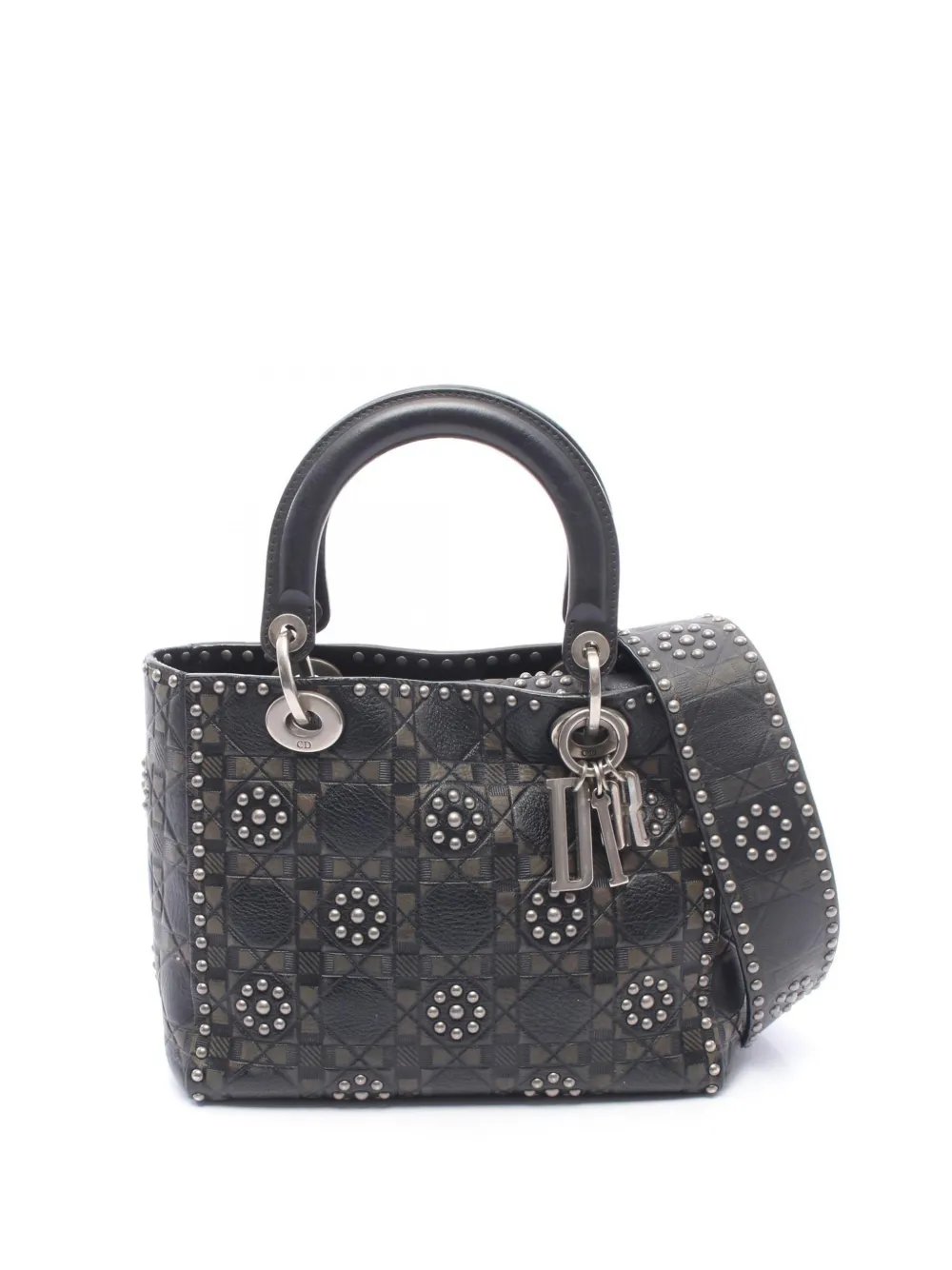 2010-2026 Medium Calfskin Cannage Embossed Flower Studded Supple Lady Dior satchel