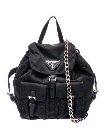 Saffiano Leather Nylon Vela Mini Crossbody Backpack