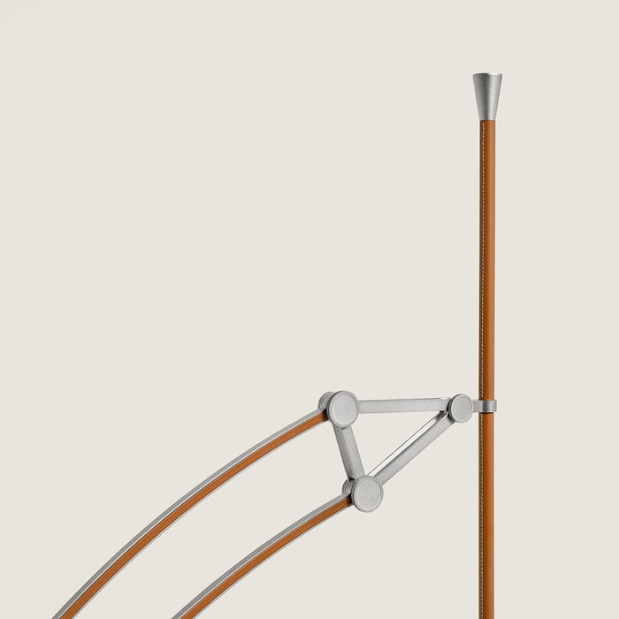 Gold Pantographe Reading Floor Lamp With Led Ring