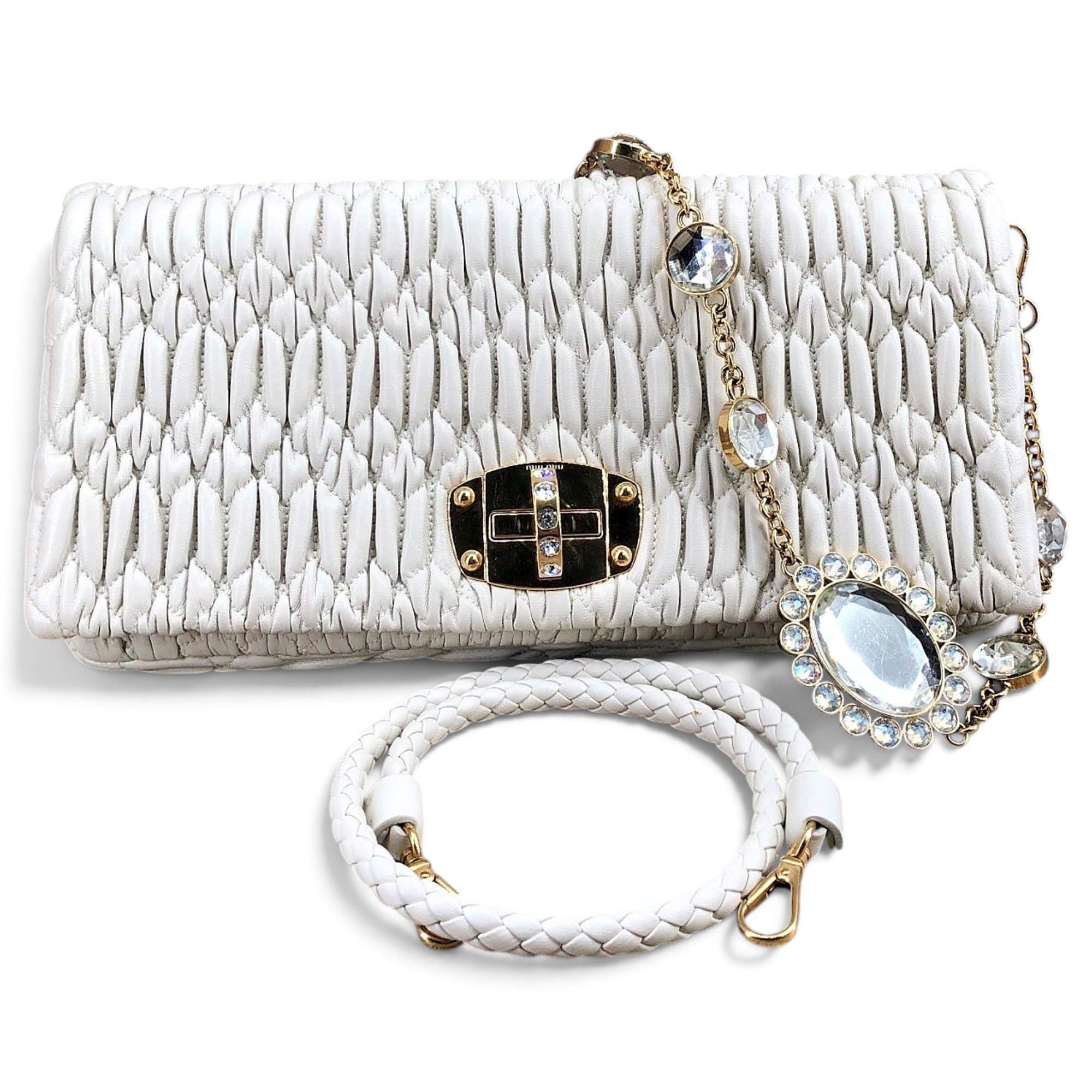 Miu Crystal leather handbag