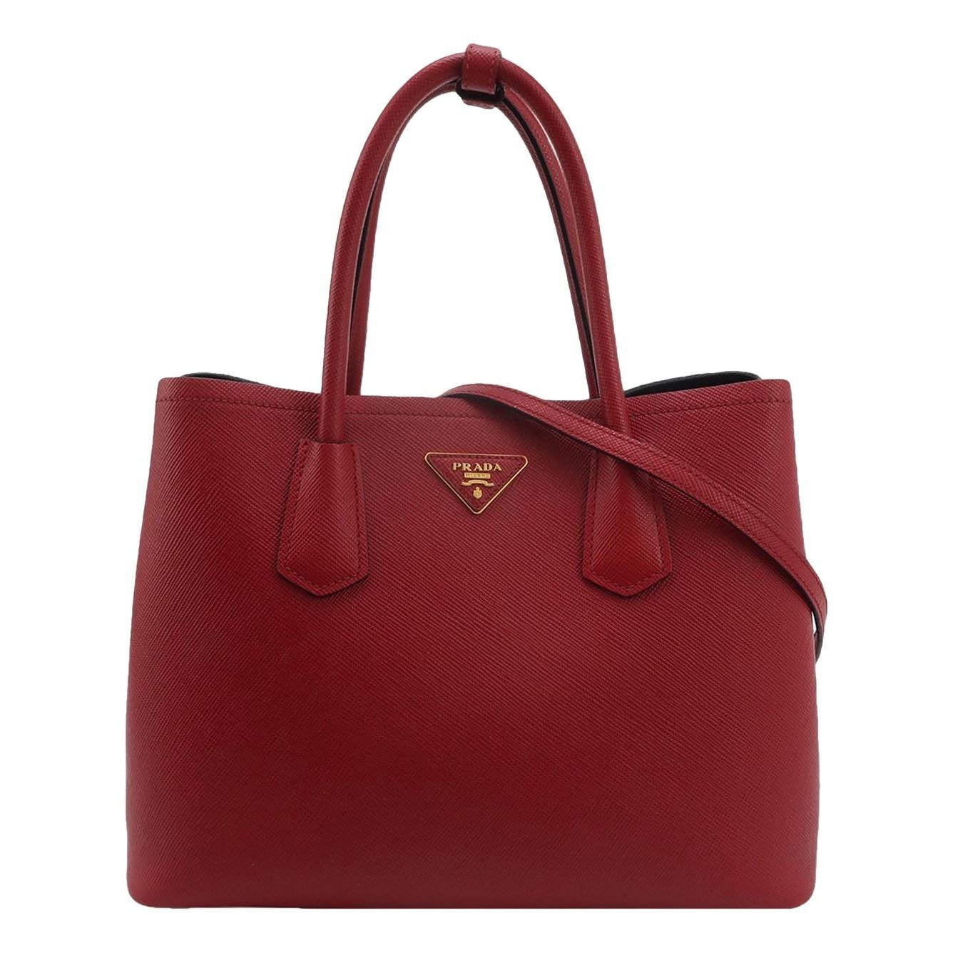 Double leather handbag