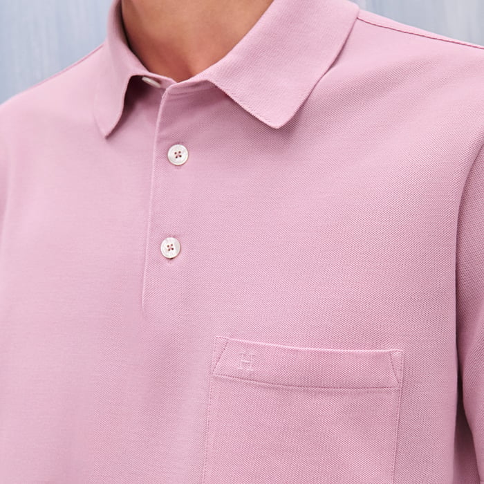 Rose Clair "H" Embroidered Buttoned Polo Shirt