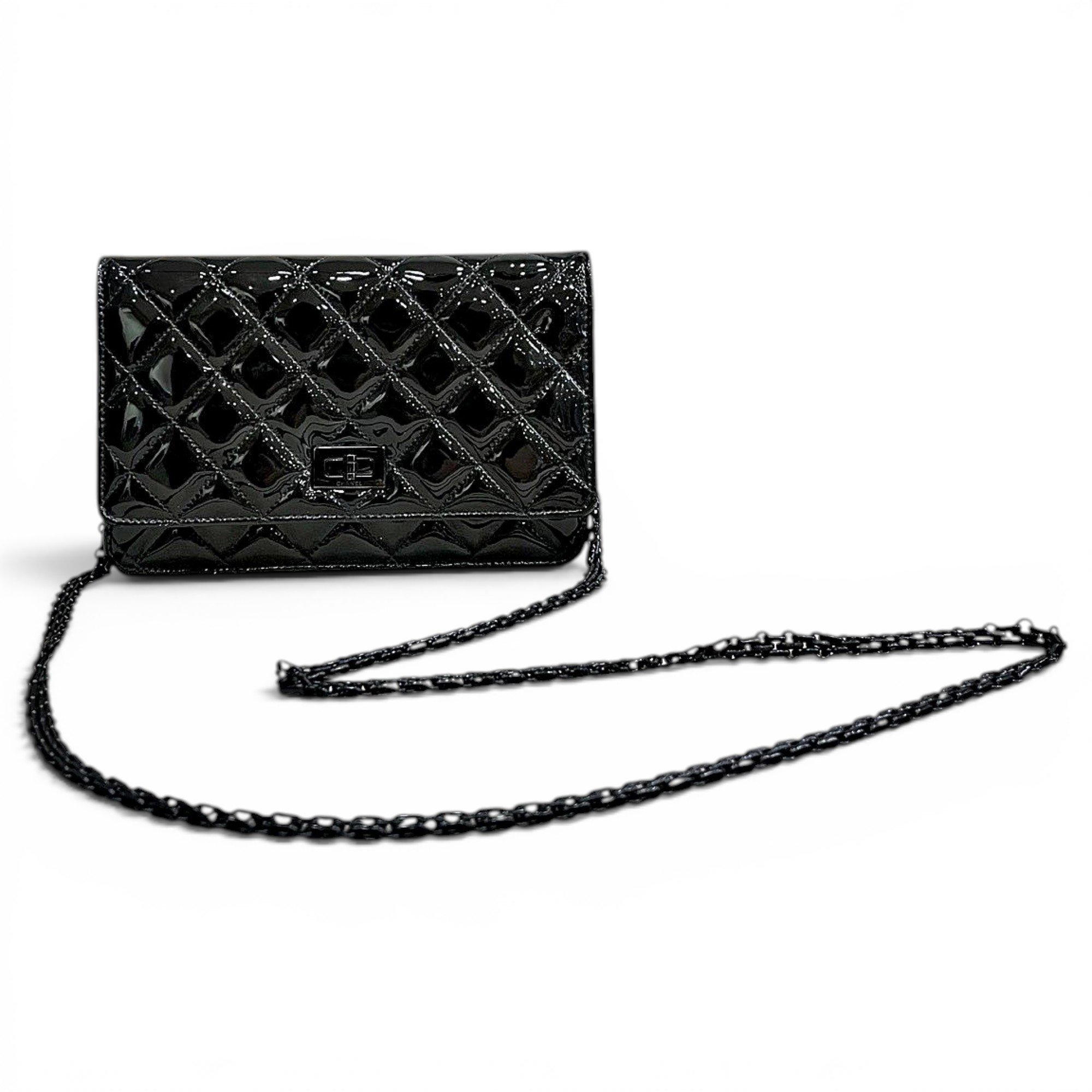 Wallet On Chain patent leather crossbody bag