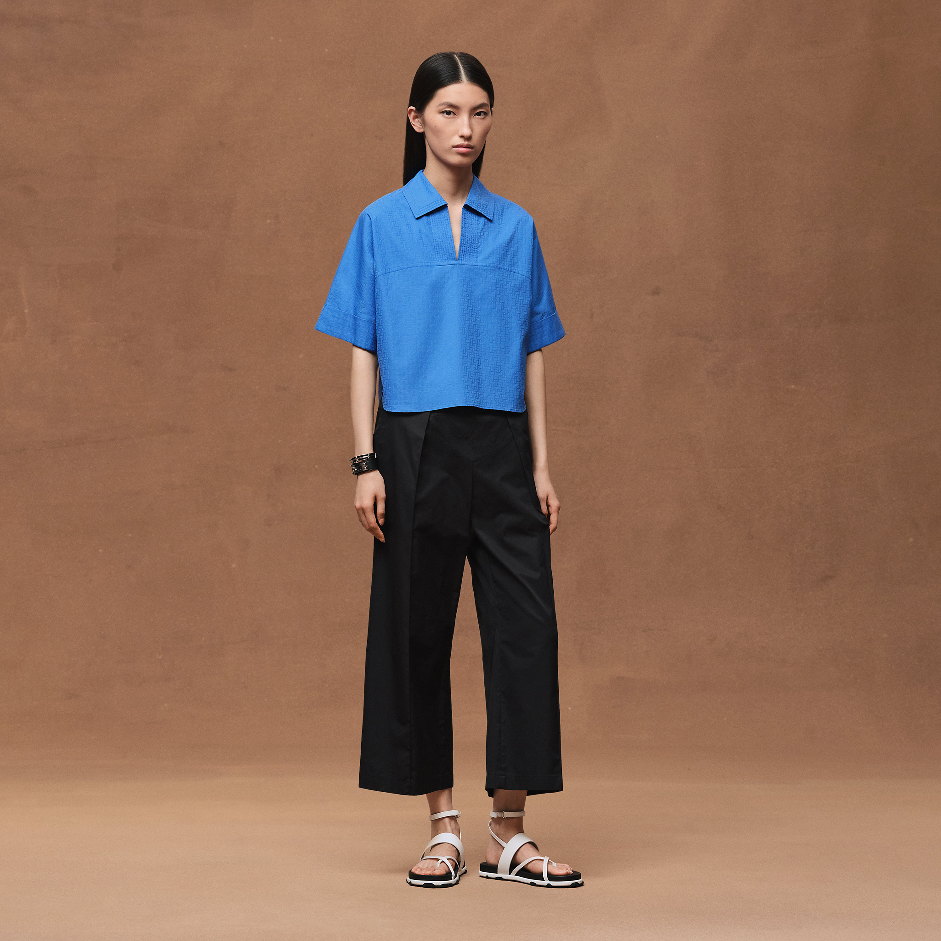 Cropped polo blouse