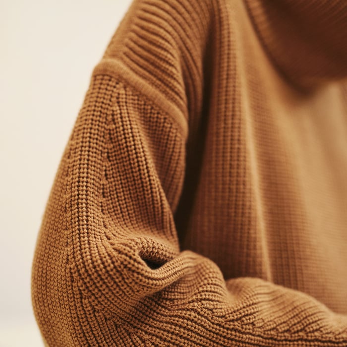 Marron Caramel Long-sleeve Cashmere Tunic Sweater