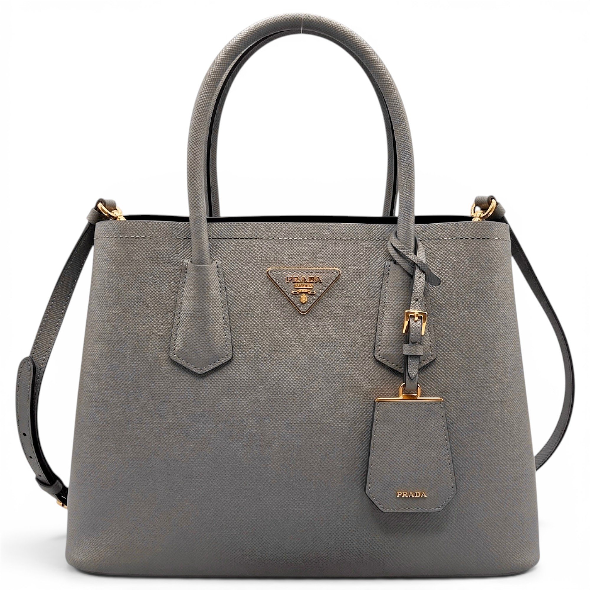Double leather handbag