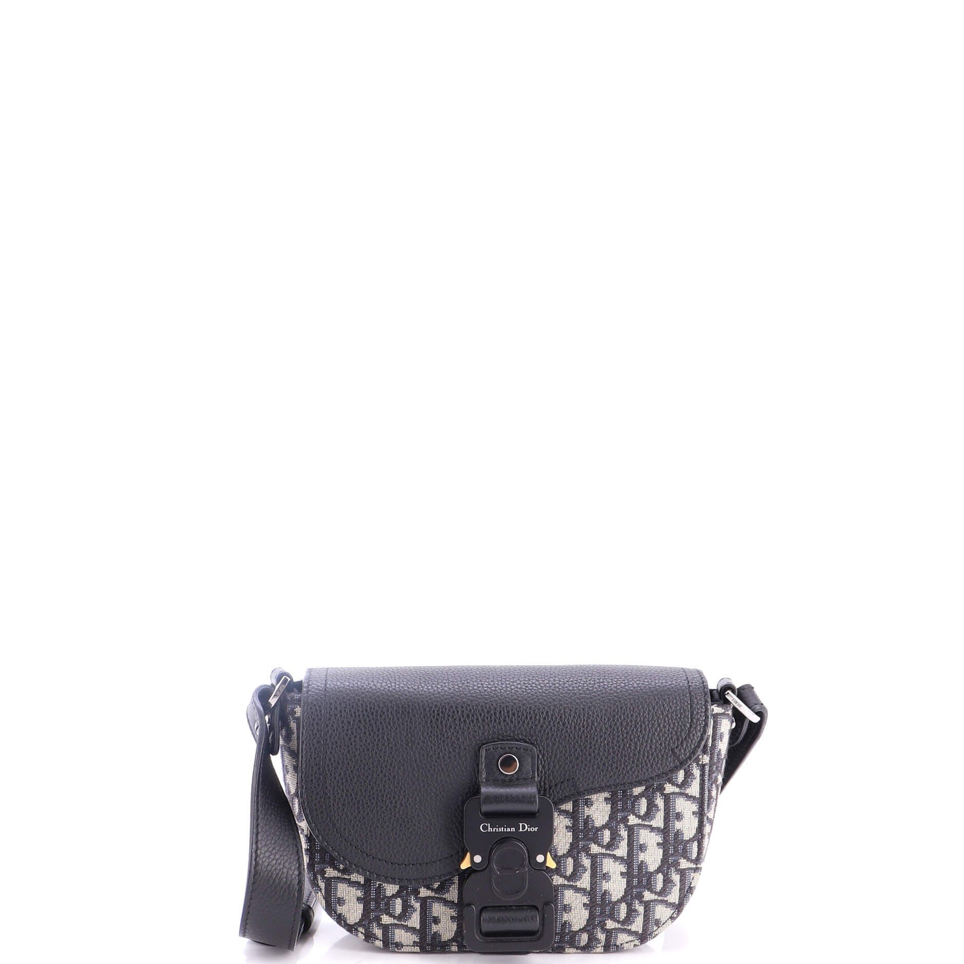 Saddle Buckle Flap Messenger Bag Oblique Canvas and Leather Mini