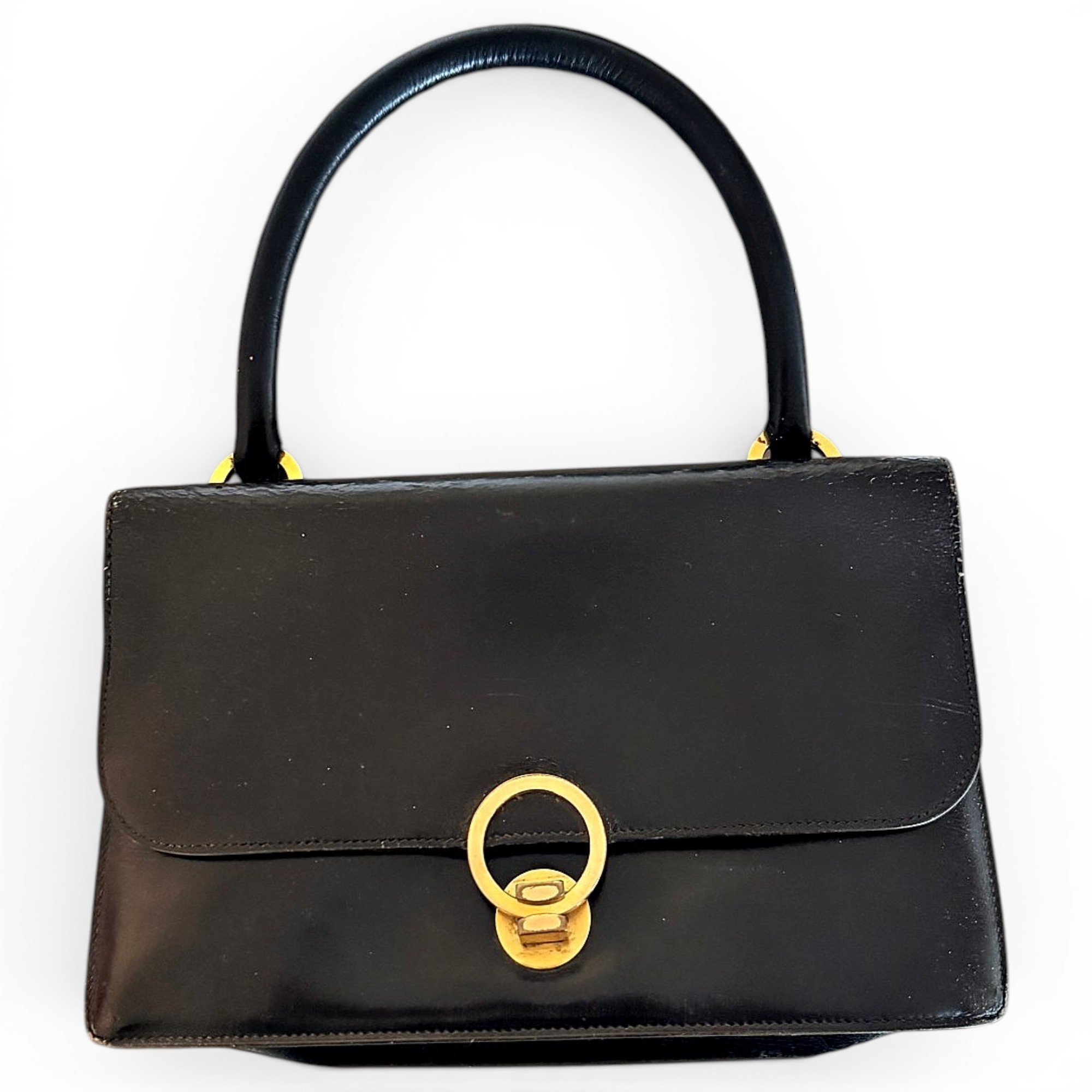 Ring leather handbag