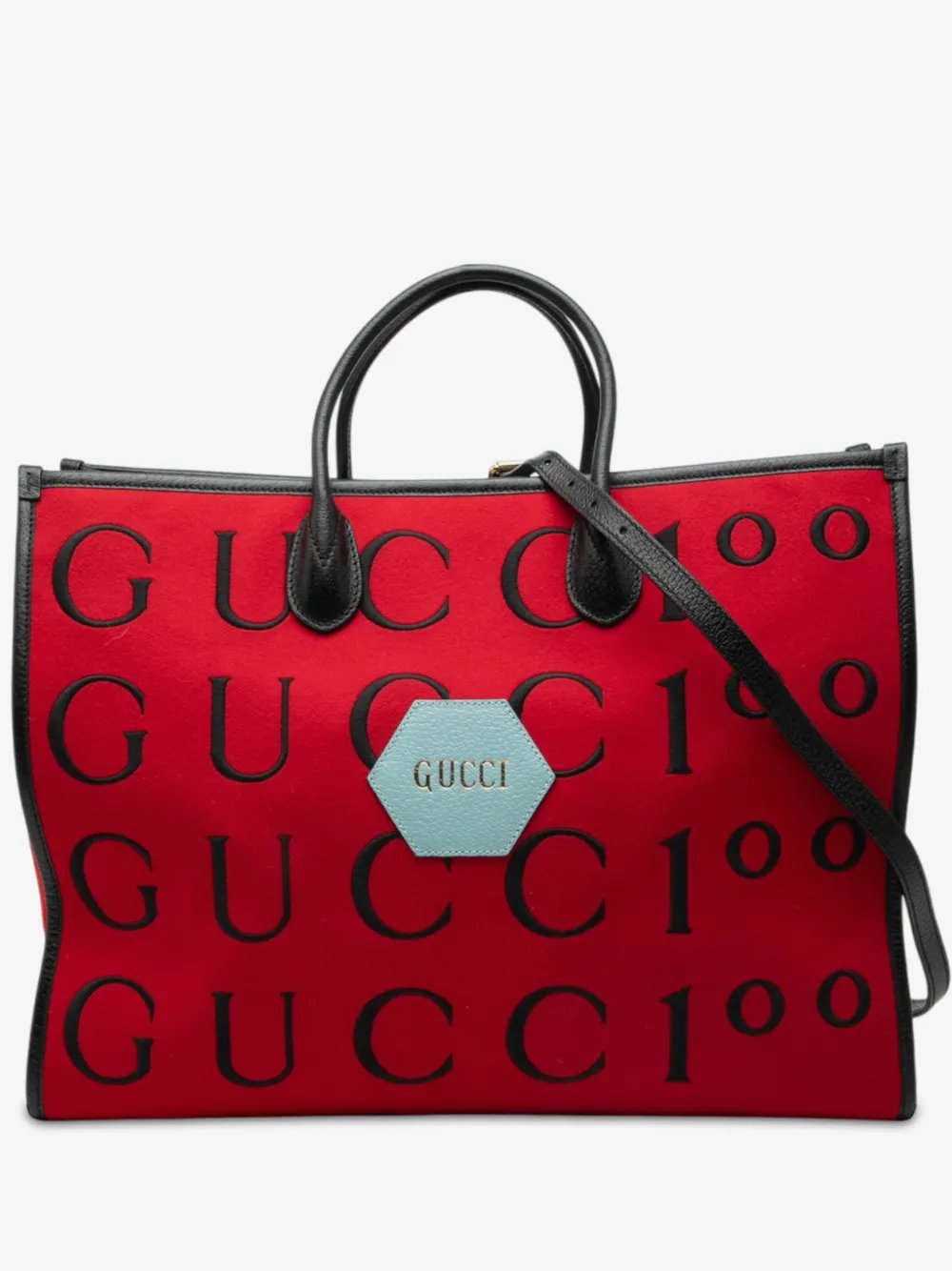 2016-2026 100th Anniversary Calfskin Trimmed Felt Script Logo Shopping Tote satchel