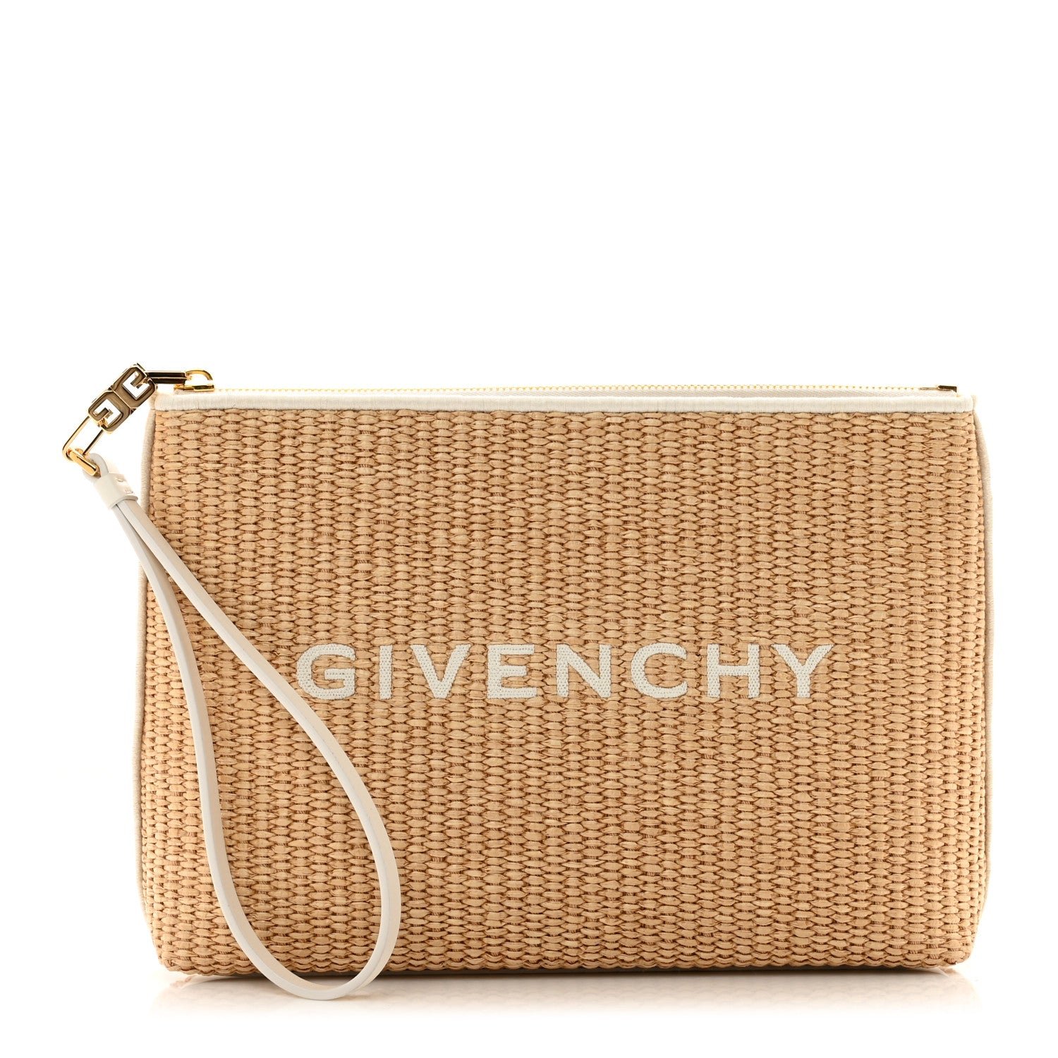 Givenchy Raffia Large G-Pouch Wristlet Natural