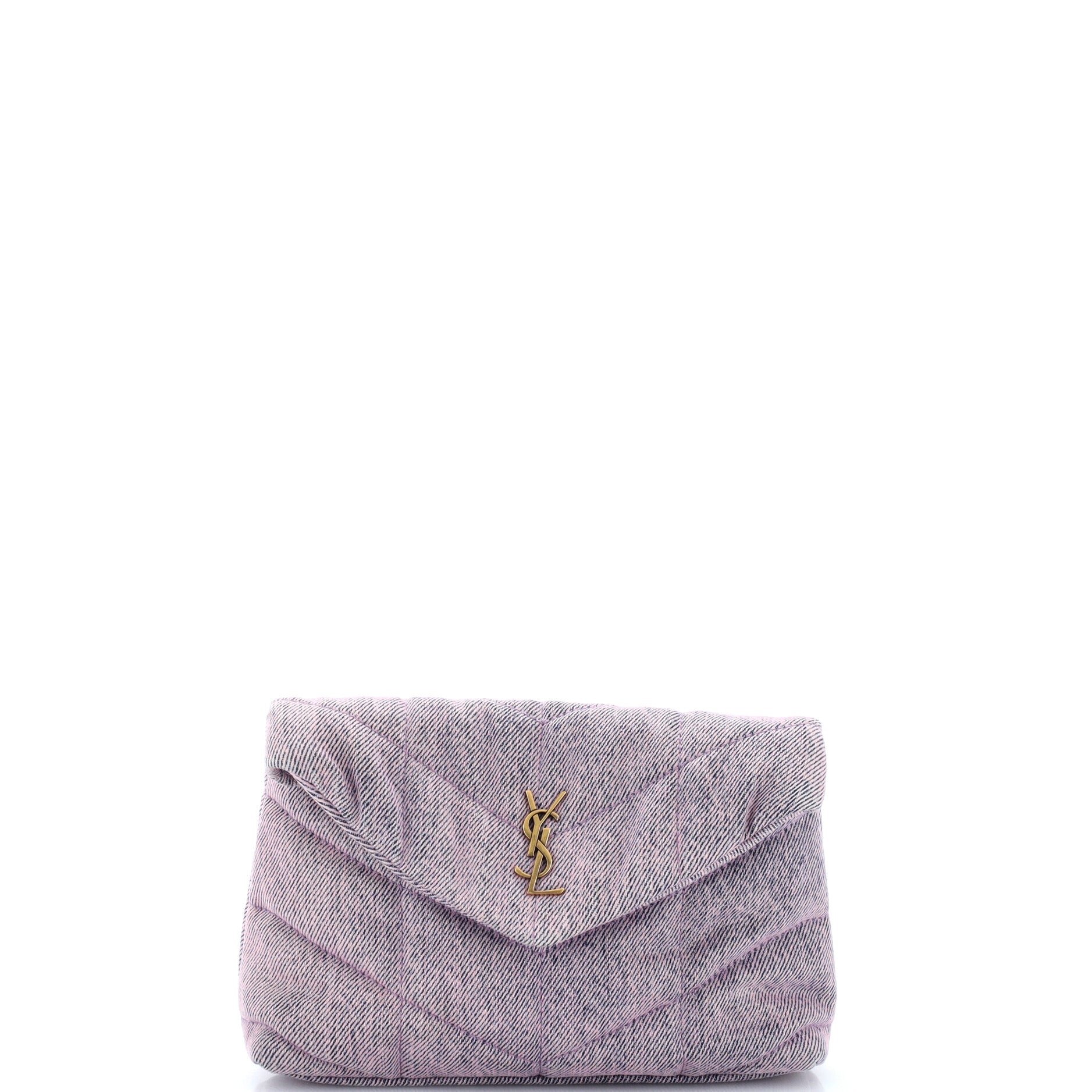 LouLou Puffer Clutch Quilted Vintage Denim Small