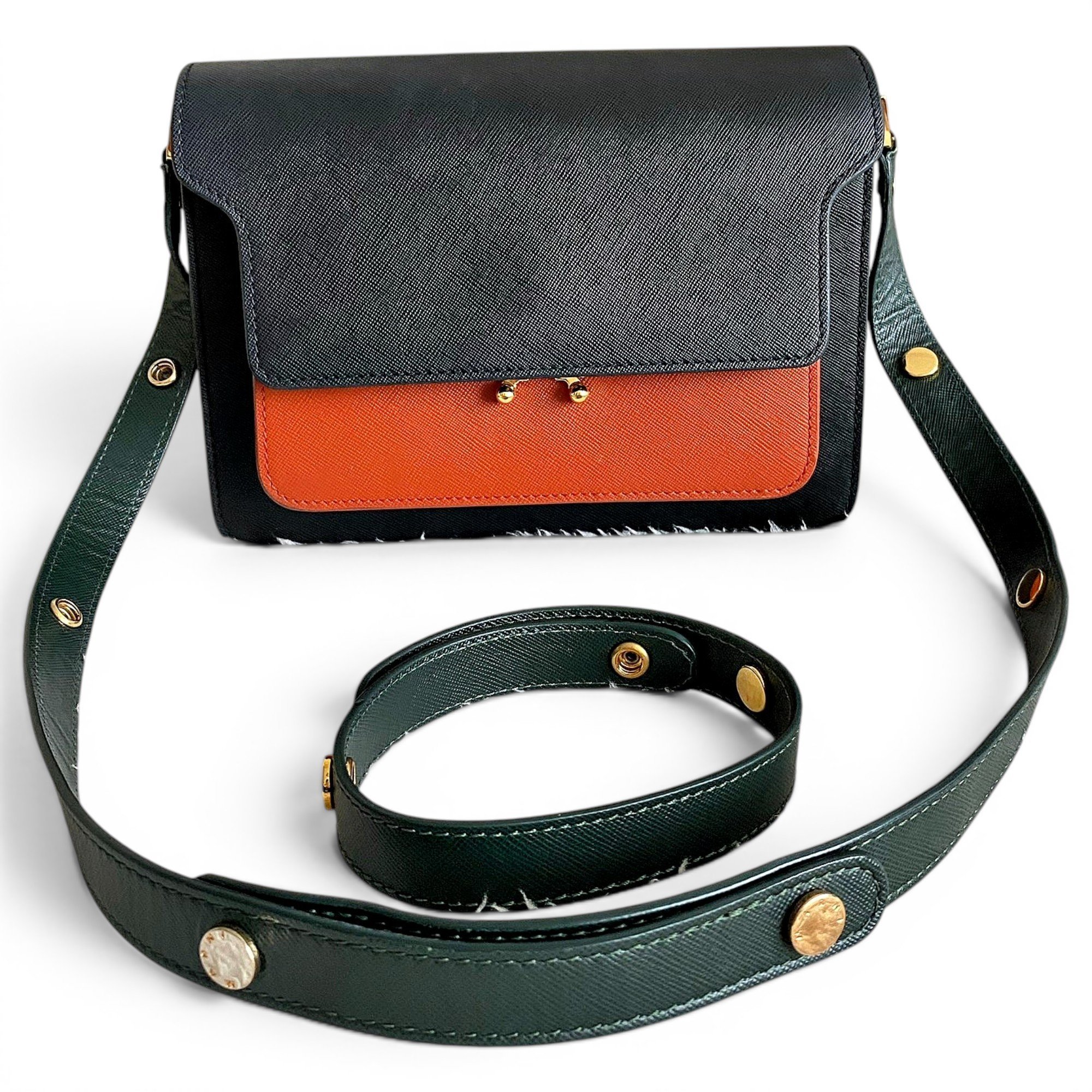 Trunk leather crossbody bag
