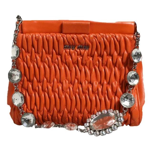 Miu Crystal leather handbag