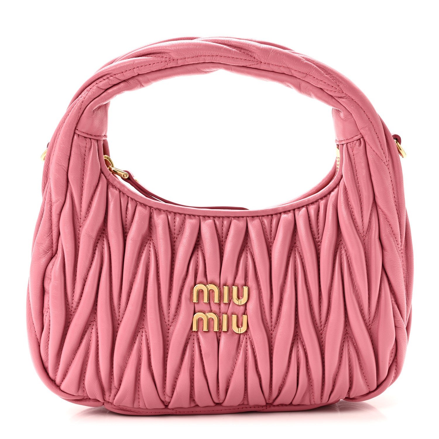 Miu Miu Nappa Matelasse Small Wander Hobo Pink
