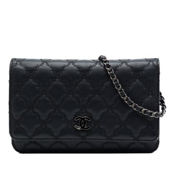 CC Quilted Calfskin Double Stitch Hamptons Wallet On Chain