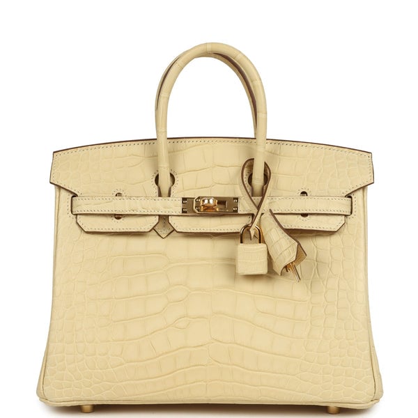 Hermes Hermes Birkin 25 Vanille Matte Alligator Gold Hardware