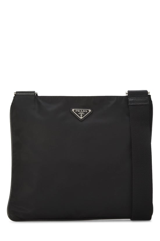 Black Nylon Messenger Bag Large