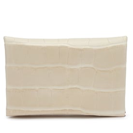 Hermes Beton Matte Alligator Calvi Card Holder Palladium Hardware, 2023