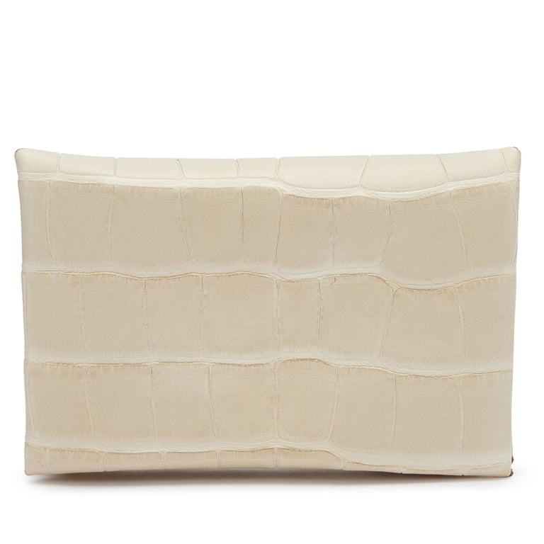 Hermes Beton Matte Alligator Calvi Card Holder Palladium Hardware, 2023