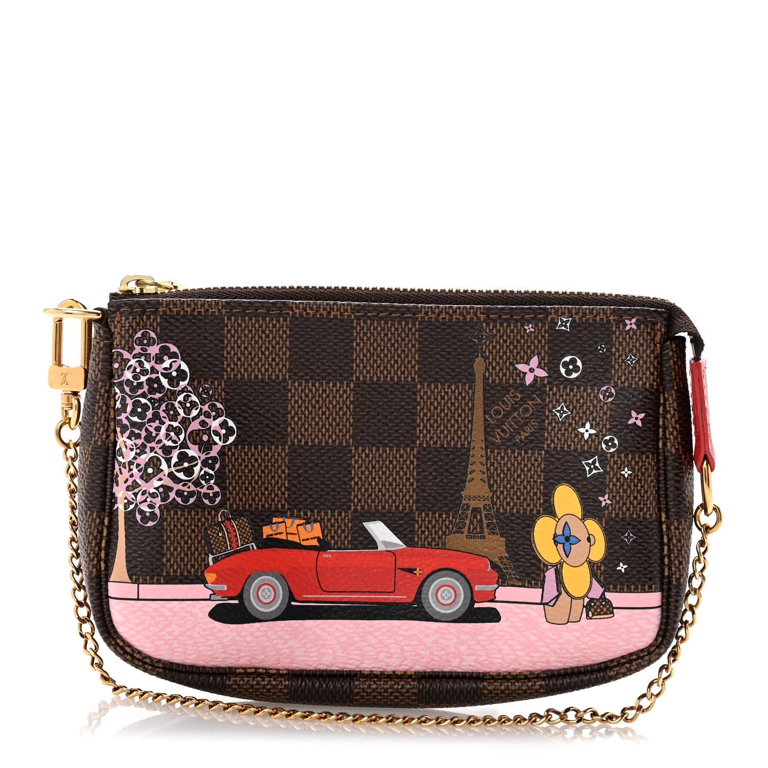 Louis Vuitton Damier Ebene 2019 Christmas Animation Mini Pochette Accessories Red