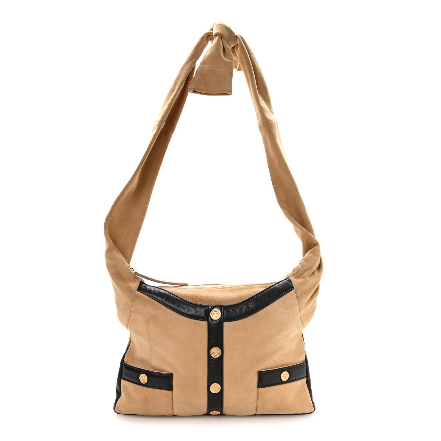 Chanel Suede Lambskin Small Girl Bag Beige Black