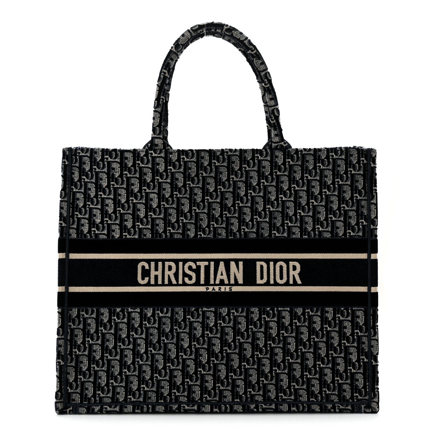 Christian Dior Oblique Velvet Large Book Tote Blue Multicolor Blue Multicolor