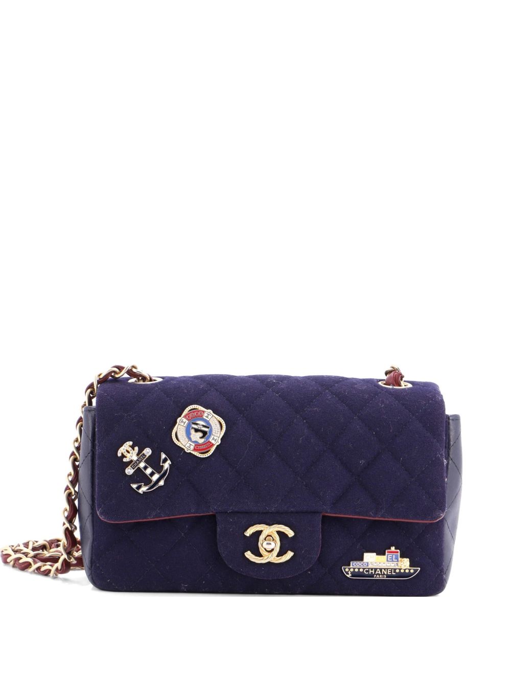 Paris-Hamburg Charms Classic Single Flap Bag Quilted Wool and Lambskin Mini crossbody bag