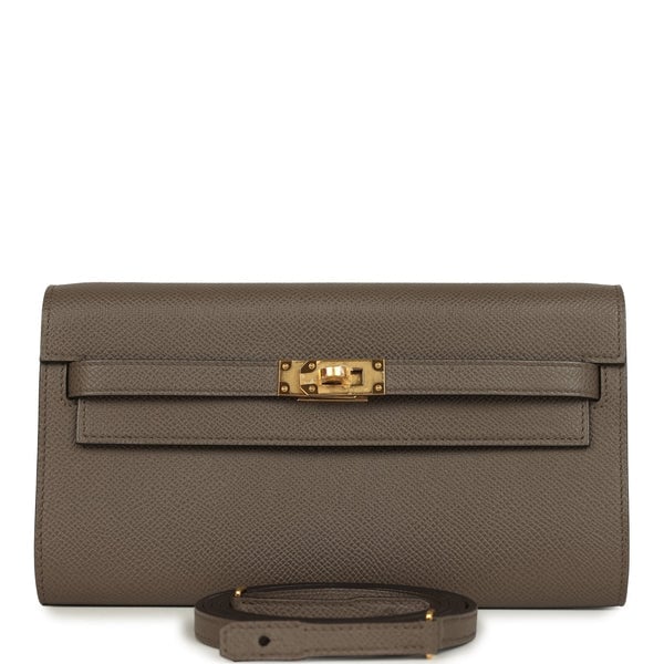 Hermes Hermes Kelly Wallet To Go Etain Epsom Gold Hardware