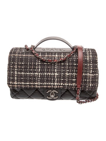 Airlines Tweed Top Handle Flap Bag