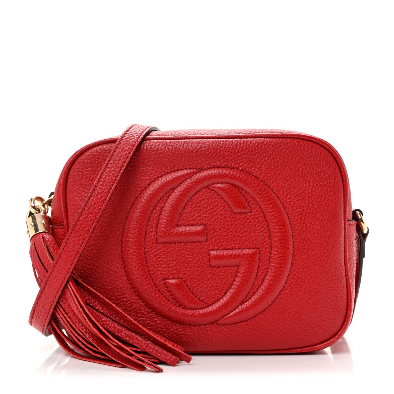 Gucci Pebbled Calfskin Small Soho Disco Bag Vibrant Red