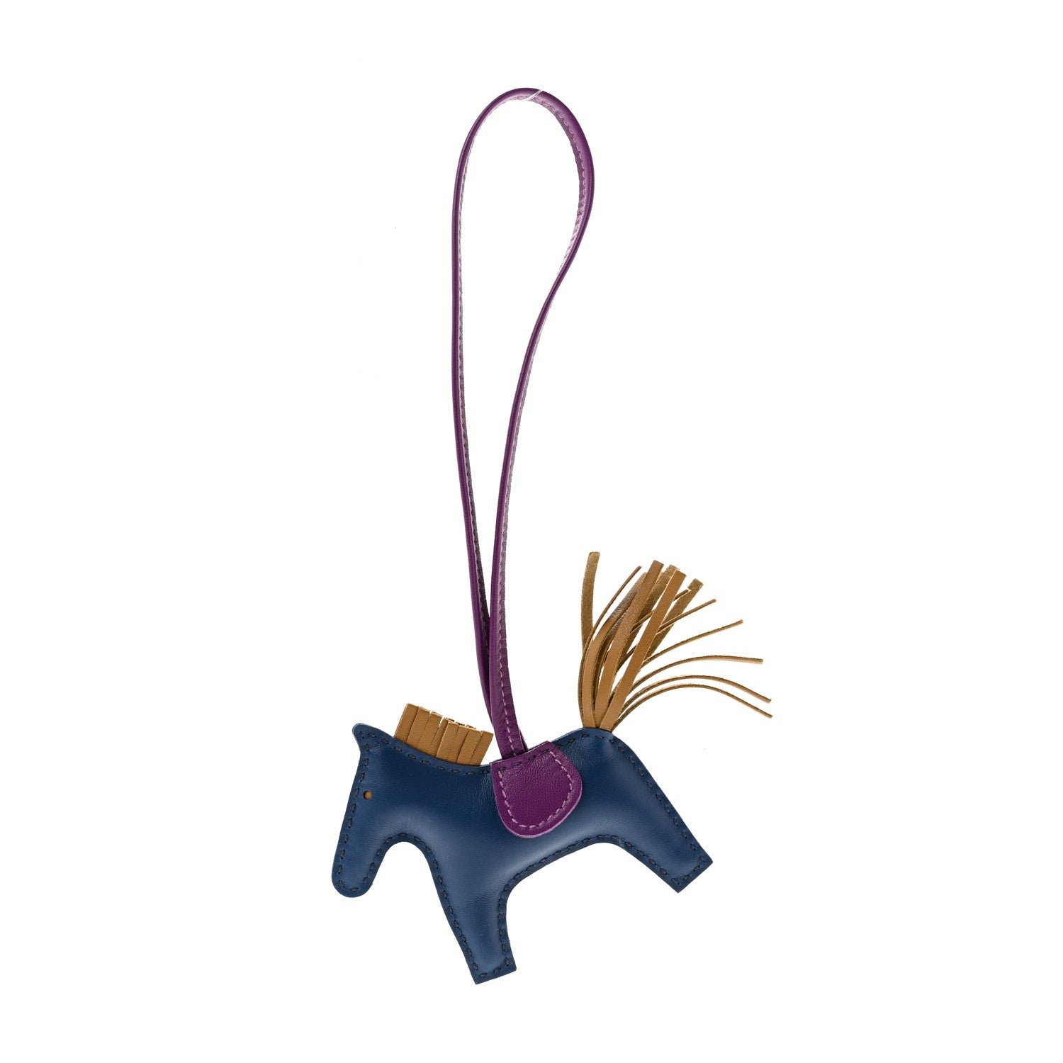 Hermes Hermes Milo Lambskin Grigri Rodeo Horse Bag Charm PM Bleu de Malte Kraft Violet