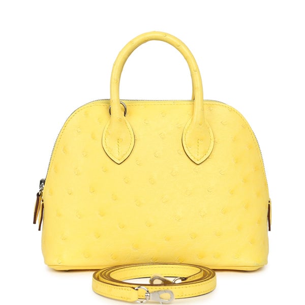 Hermes 1923 Bolide Mini Jaune Citron Ostrich Palladium Hardware