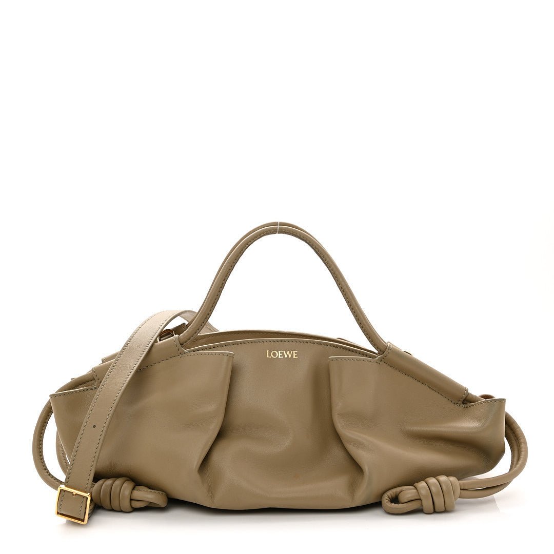 Loewe Shiny Nappa Calfskin Small Paseo Bag Clay Green