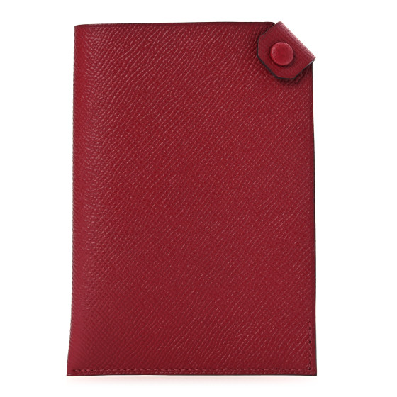 Hermes Epsom Tarmac PM Passport Holder Rouge Grenat