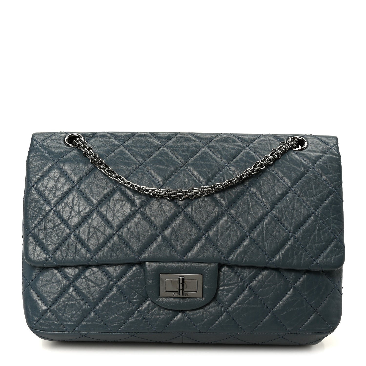Aged Calfskin Quilted 2.55 Reissue 226 Flap Dark Blue