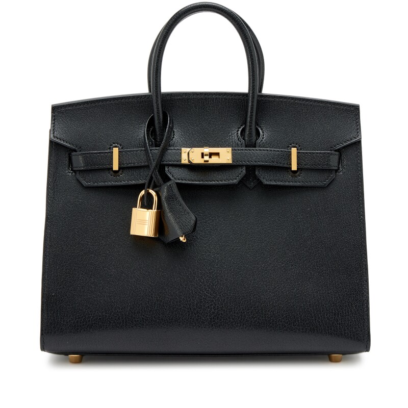 Black Chèvre Mysore Sellier Birkin 25 Gold Hardware, 2024