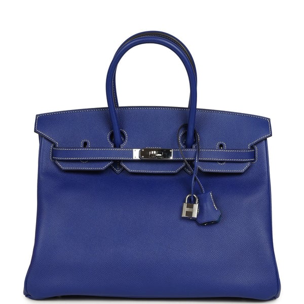 Hermes Pre-owned Hermes Candy Birkin 35 Bleu Electric Verso Epsom Palladium Hardware