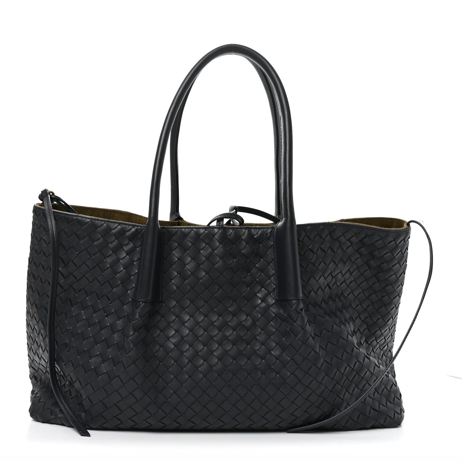 Bottega Veneta Bottega Veneta Calfskin Intrecciato Large Pinacoteca Reversible Tote Midnight Basalt Nocturnal Mud